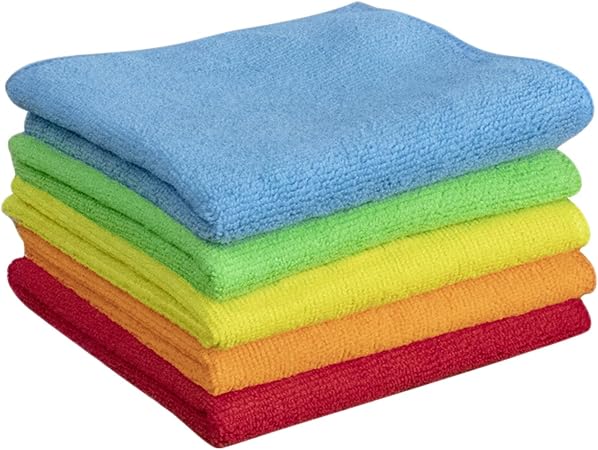 Microfiber Cleaning Cloth,5PK,11.8"x11.8",Ultra Soft Highly Absorbent Dish Towels,Lint-Free Streak-Free Reusable Cleanin