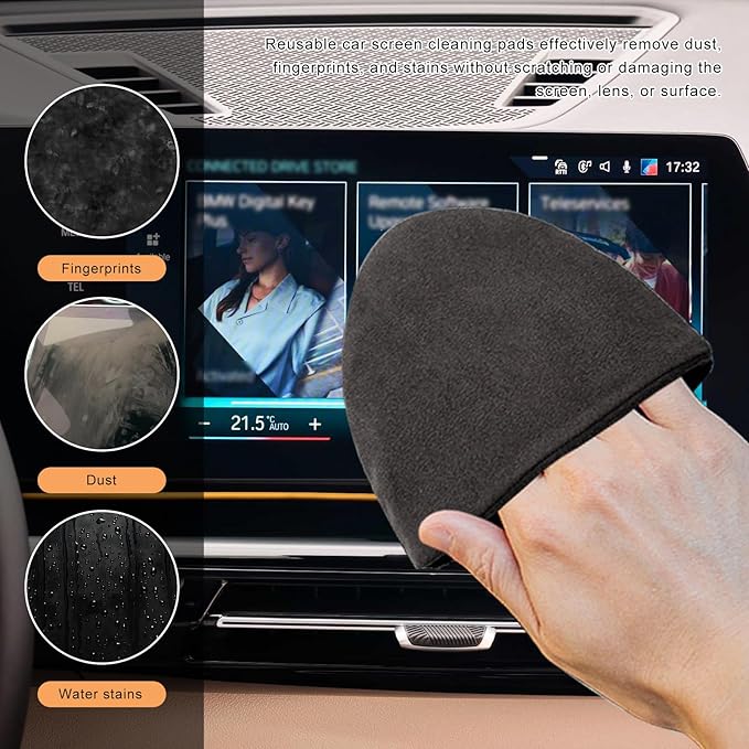 Car Screen Cleaner, Square Microfiber Cloth Non-Scratch Auto Touchscreen Cleaning Wipes, Foldable Touch Screen Pad Universal Cleaning Tool for Vehicle Dashboard Display (Triangle)