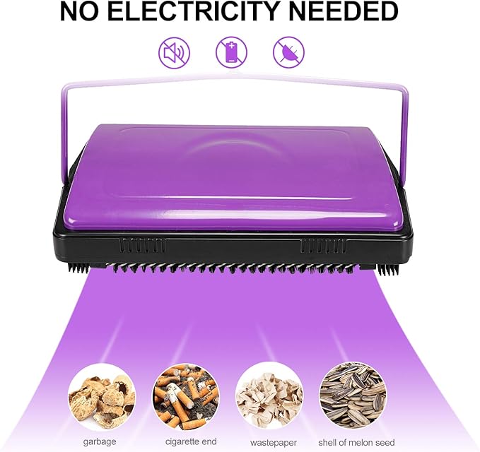 Yocada Carpet Sweeper Cleaner for Home Office Low&Undercoat Carpets Rugs Pet Hair Dust Scraps Paper Small Rubbish Cleaning with a Brush