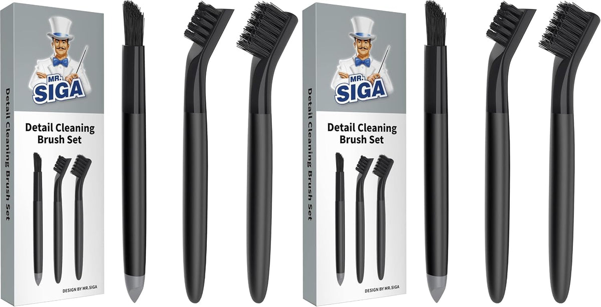Grout Cleaner Brush Set, Detail Cleaning Brush Set for Tiles, Sinks, Drains, Grout Brush for Edge, Crevice Cleaning (Pack of 2)