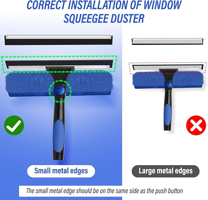 26FT High Window Washing Kit with Extension Pole, 2 in 1 Window Cleaning Squeegee Kit, Cobweb Duster with 5-20FT Telescoping Pole, High Reach Duster Kit for Outdoor, Indoor and Solar Panel Cleaning