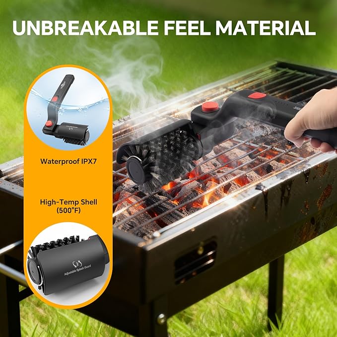 XUDAKAIXIN Electric Grill Brush – No Bristle Shedding, High Torque with 3-Speed Modes, 2026 Upgraded Rechargeable & Adjustable-Angle Grill Cleaner, Gifts for Men/Dad