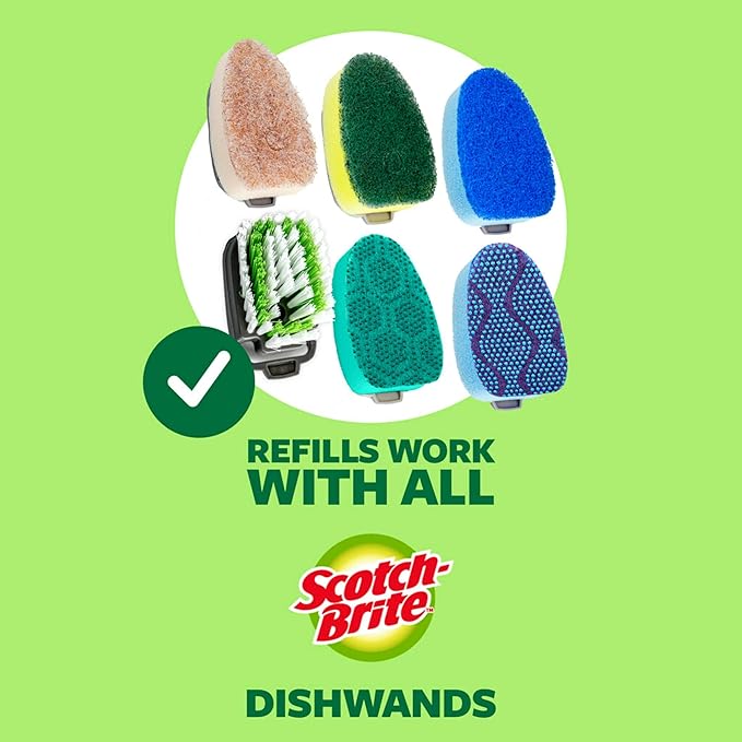 Scotch-Brite Odor Resist Soap Control Dishwand Brush, 1 Cleaning Dish Wand Brush, Precise Soap Control, Leak-Free Guarantee, Safe on Dishes, Nonstick Cookware, Tubs (Pack of 4)