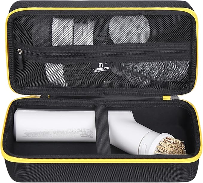 Tourmate Hard Storage Case Compatible HOTO Cordless Electric Spin Scrubber,Travel Box for Bathroom Cleaning Brush（Case Only） (Black & Yellow)