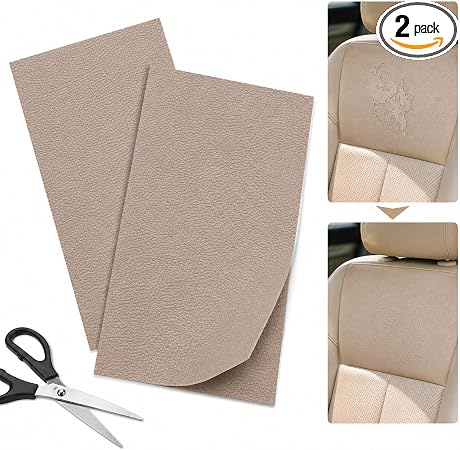 2PCS 8×4 Inch PU Leather Patch for Car Seat Repair, Self-Adhesive Leather Repair Patch Tape for Vinyl Leather Upholstery
