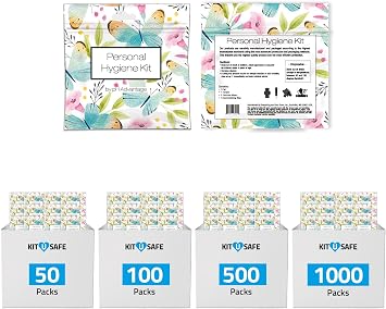 Butterfly Style Menstrual Kit All-in-One 100 Pack | Convenience on The Go | Period Kit Pack for Travelling, Tweens & Tee