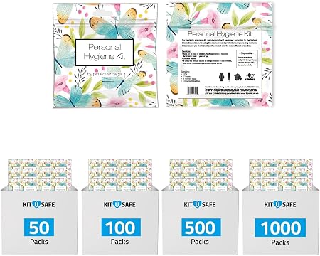 Butterfly Style Menstrual Kit All-in-One 100 Pack | Convenience on The Go | Period Kit Pack for Travelling, Tweens & Tee
