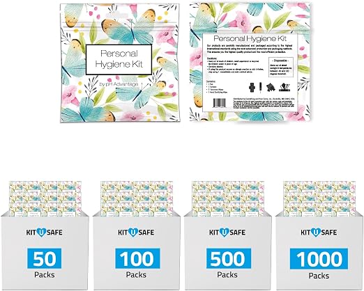 Butterfly Style Menstrual Kit All-in-One 100 Pack | Convenience on The Go | Period Kit Pack for Travelling, Tweens & Tee