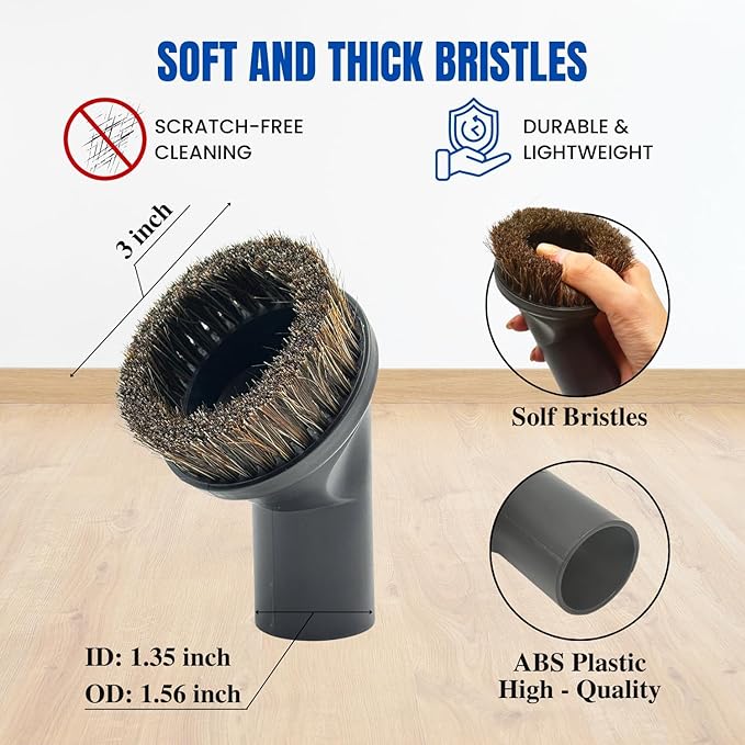 Round Horse Hair Vacuum Brush Attachment for Shark Vacuums, Compatible with Miele C1 Shark NV350 NV360 NV500 NV501 HV300 HV301 HV322 HV371 HV372 (1-3/8'' Vacuum Dusting Brush)