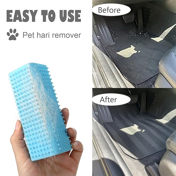 2 Pieces Pet Dog Cat Hair Remover, Block Roller Cleaner, Hollow Silicone Cleaner Brush for Sofa, Car Interiors, Furnishings, Carpets, Bedding or Any Fabric (Orange, Blue)