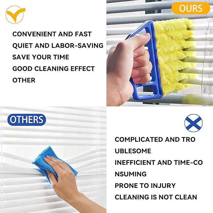 2 Pcs Blinds Cleaner Duster Tool 7 Finger Microfiber Washable Blind Cleaner Mini Window Dusters for Cleaning Dust Remova for Window Air Conditioner Vent Fans Venetian Shades Wood Blinds Dust Dirt