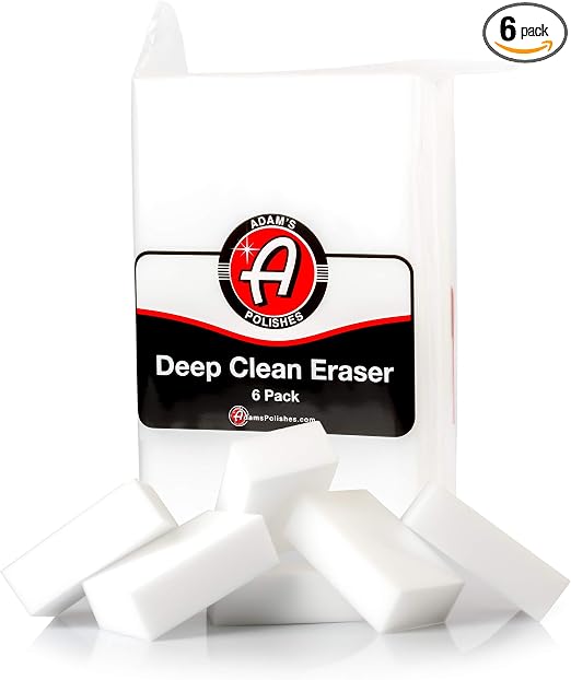 Adam's Polishes Deep Clean Eraser (6 Pack) Soft Abrasive Magic Car Interior Cleaner Foam Sponge for Leather, Vinyl & Pla