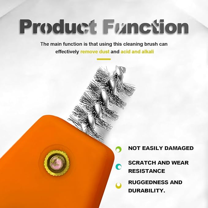 ZOKYUYS® 4 in 1 Car Battery Cleaning Brush, Anti-Corrosion Battery Terminals, Copper Pipes Cleaner Brush Tool, Universal for Automotive and Marine for Plumbing Installation Soldering Brazing (Orange)