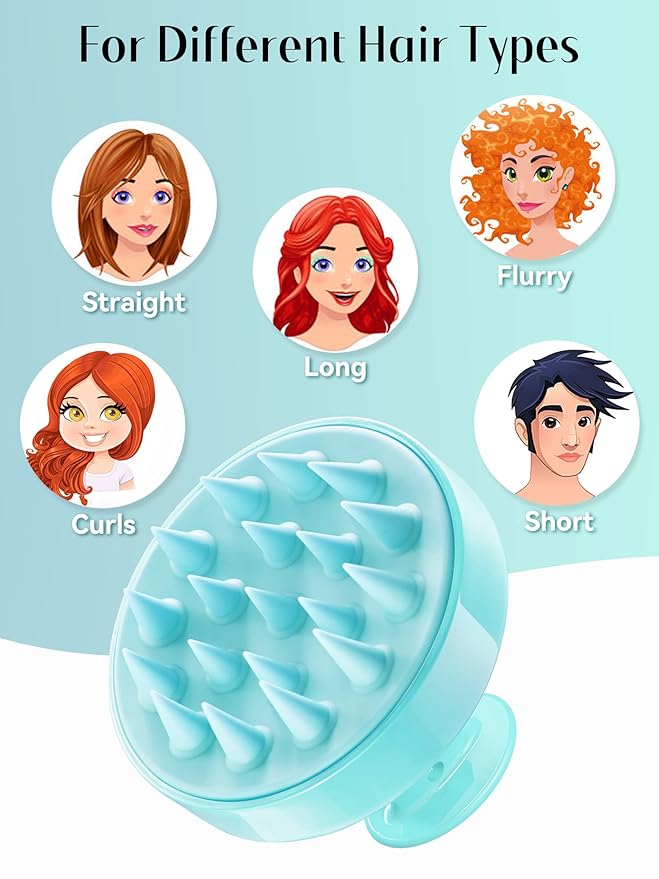 HEETA Scalp Massager Hair Growth, Soft Silicone Scalp Scrubber Shampoo Brush for Exfoliation, Dandruff Removal Head Massage Stress Relax, Wet & Dry Use for Thick Thin Curly Hair Care, Green