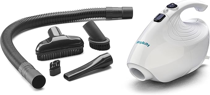 Simplicity Vacuums Flash Mini Handheld Vacuum with Attachments, Powerful Corded Hand Vacuum for Craft and Sewing Projects, Small Vacuum for Car Detailing, F1