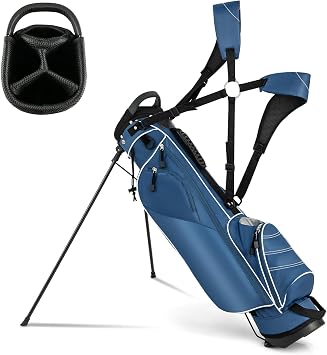 Golf Stand Bag, Portable Golf Clubs Bag w/4 Way Dividers, 4 Pockets, Adjustable Shoulder Straps, Pencil Golf Bag w/ 2 No