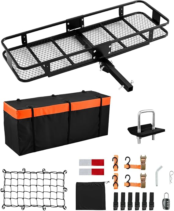 VEVOR 60"x20"x6", Hitch Cargo Carrier, 500 lbs Capacity Hitch Cargo Carrier with Cargo Net & Waterproof Cargo Bag, Foldi
