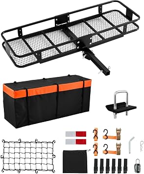 VEVOR 60"x20"x6", Hitch Cargo Carrier, 500 lbs Capacity Hitch Cargo Carrier with Cargo Net & Waterproof Cargo Bag, Foldi
