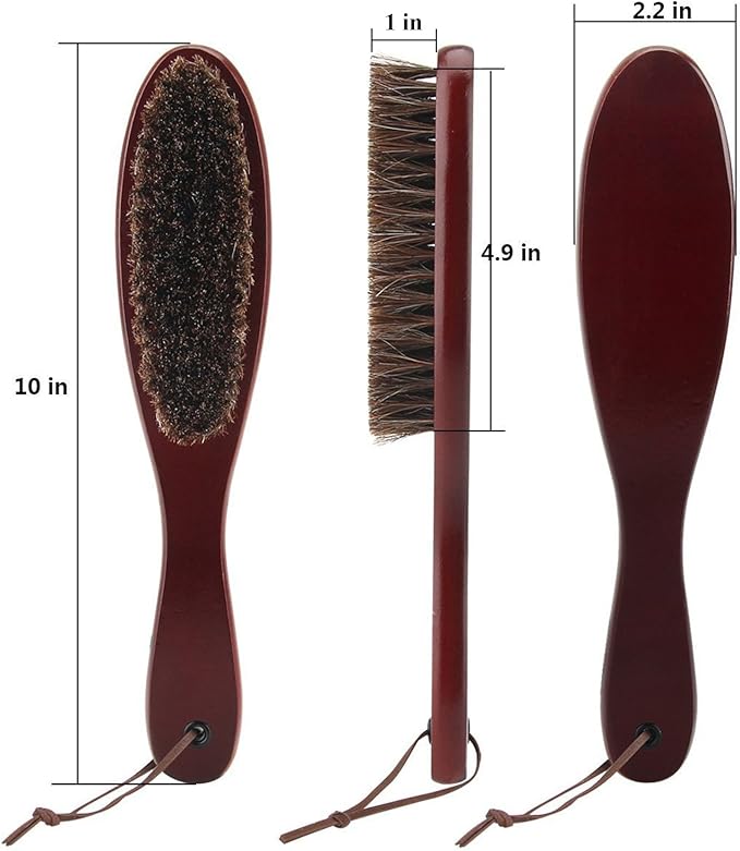Clothes Brush Garment Brush Lint Remover Brush with Genuine Soft Horsehair and Wooden Handle for Coat Men Suits Shoes Jacket Furniture Car Mat and Pet Hair (1-Pack(Walnut Wood))