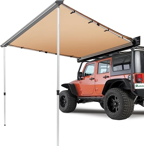 VEVOR Vehicle Awning 4.6'x6.6' Roof Rack Pull-Out Sun Shade UV50+ PU3000mm, Retractable Weatherproof 4x4 Side Awning for