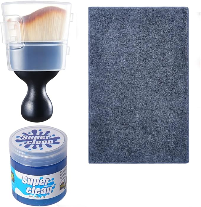 Car Interior and Exterior Soft bristles Detail dust Brush Interior dusting Brush Dashboard Cleaning Brush Home Office dusting Tools+ Double-Sided Suede Cleaning Towel+ Cleaning Cream