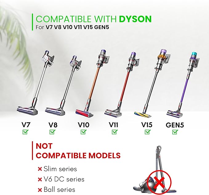 For Dyson Cordless V7 V8 V10 V11 V15: Soft Vacuum Dust Brush Attachment with Adjustable Angle - Perfect for Cleaning Vents, Ceiling Fans, Furniture, on Dressers, Bookshelves, Mini Blinds and Lamps