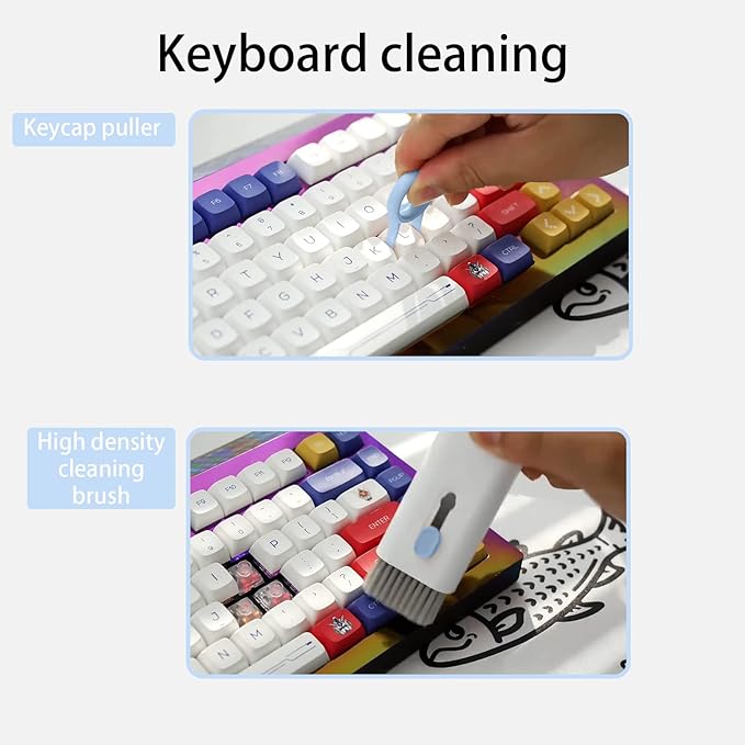 7 in 1 Electronic Cleaner kit - Keyboard Cleaner, Keyboard Cleaning Kit, Laptop Cleaner with Brush, Electronic Cleaner for Laptop/Phone/Computer/Screen (Give Away a Flannel Cloth) Blue