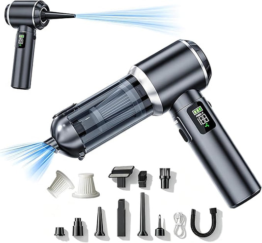 Car Vacuum Portable Cordless,20000Pa Suction Power Handheld Vacuum Ideal for Quick Cleaning in Cars, Homes, and Offices,with Washable Filter and Replaceable Nozzle,Type-C Charging,Silver&Gray