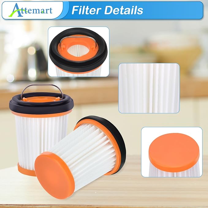 4 Pack WV201 Wandvac Filter Replacement for Shark ION W1 S87 Cordless Handheld Vacuum WV200, WV201, WV205, WV220, WV221, WV250, WV251, UV200CCO. Compare to Part # XHFWV200