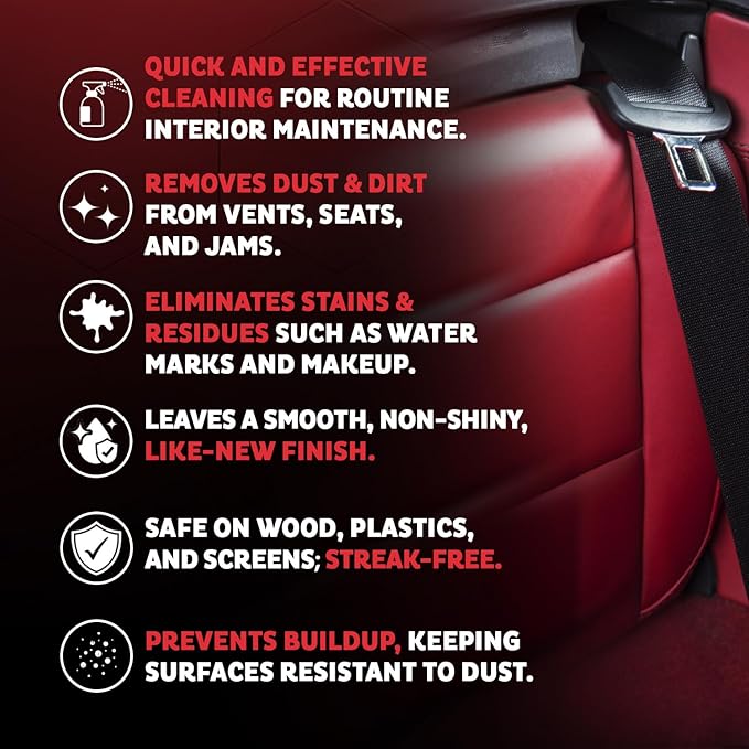 MAXL® Interior Car Cleaner Detailer Spray with NeverDust® Technology Formula (20oz, 4 Pack) - Repels Dust, Wipes Oil, Residue with Matte Finish for Leather, Dash, Trim & Screens - Safe on All Surfaces