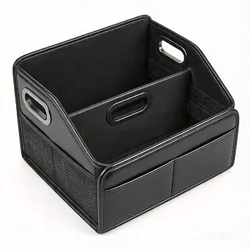 Car Organizer, Reinforced PU Leather Storage with Adjustable Divider