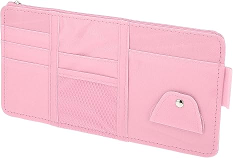 Car Sun Visor Organizer, Auto Visor Storage Pouch with Zipper W/Elastic Slot with Sunglasses Holder for Cards License Pe
