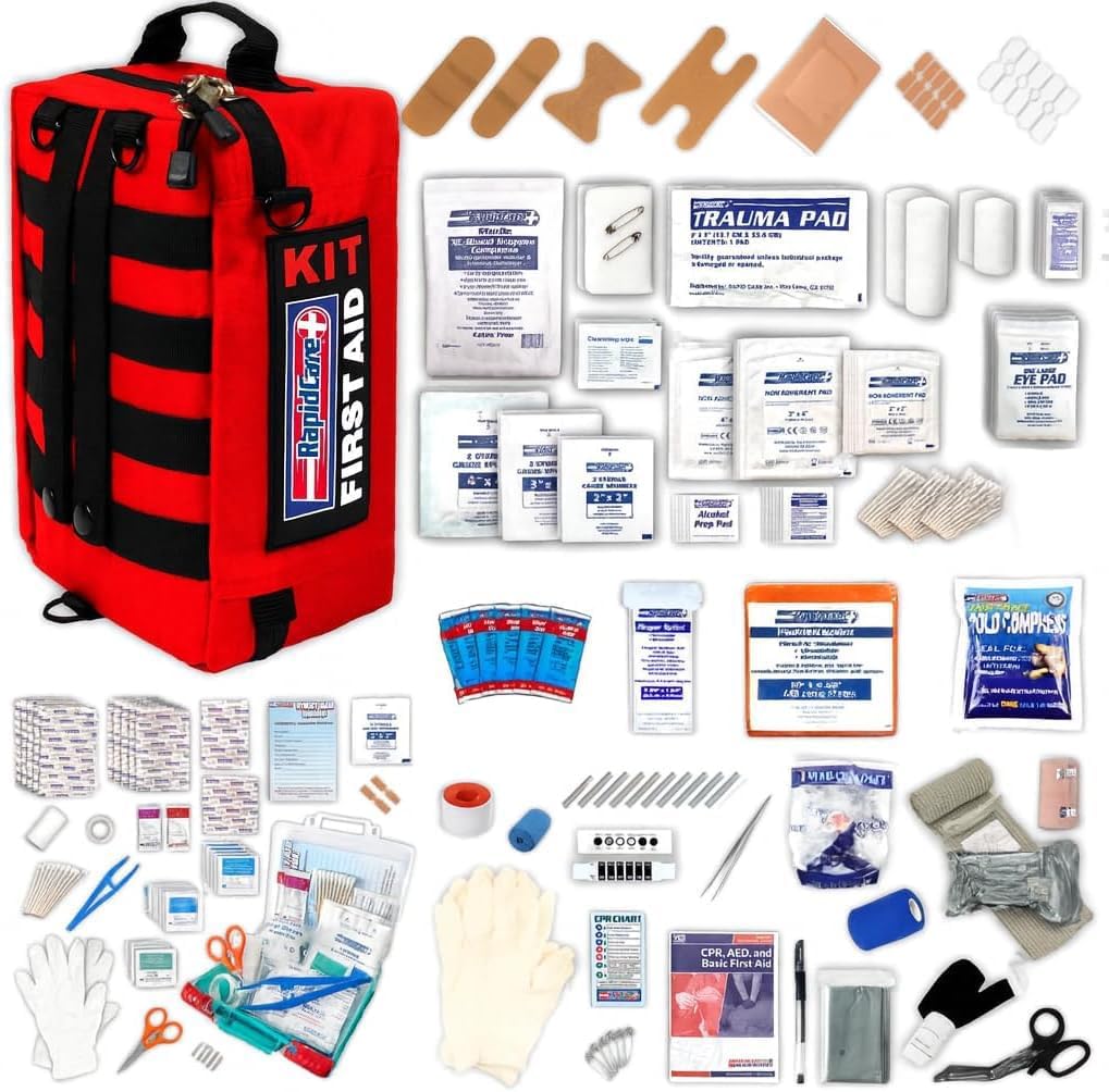First Aid Kit – 300+ Piece Emergency Medical Kit with Bonus 95-Piece Travel Pack – Outdoor, Workplace, and Home Use – Color Coded & Labeled for Quick Access