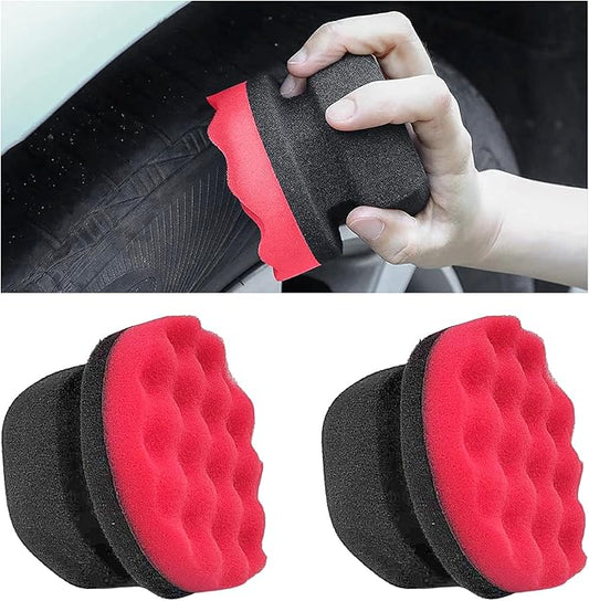 KVAEY 2 PCS Tire Dressing Applicator Pads, Reusable Hex Grip Tire Shine Applicator Polishing Sponge Pads, Wheel Tire Shine Detailing Foam for Most Vehicles, Car Accessories (Red, 4.33")
