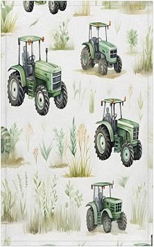 Vintage Truck Kitchen Towels Green Farm Car Tractors Dish Towels Bar Absorbent Cleaning Tea Towel for Home Dining Restau
