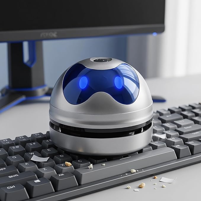 Desktop Vacuum Cleaner Mini Vacuum Cleaner for Desk Table Crumbs Vacuum Sweeper USB Type-C Rechargeable Keyboard Computer Vacuum Cleaner with Nozzle