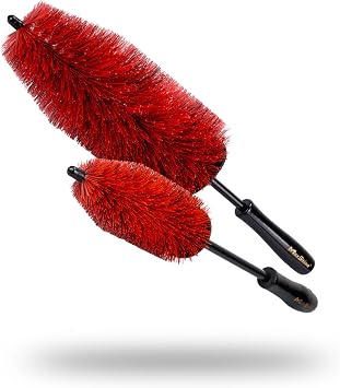Maxshine Universal Wheel & Rim Brush Set, 2-Piece (10” & 6”) – Soft Non-Abrasive Bristles with Comfort Grip – Car Detail
