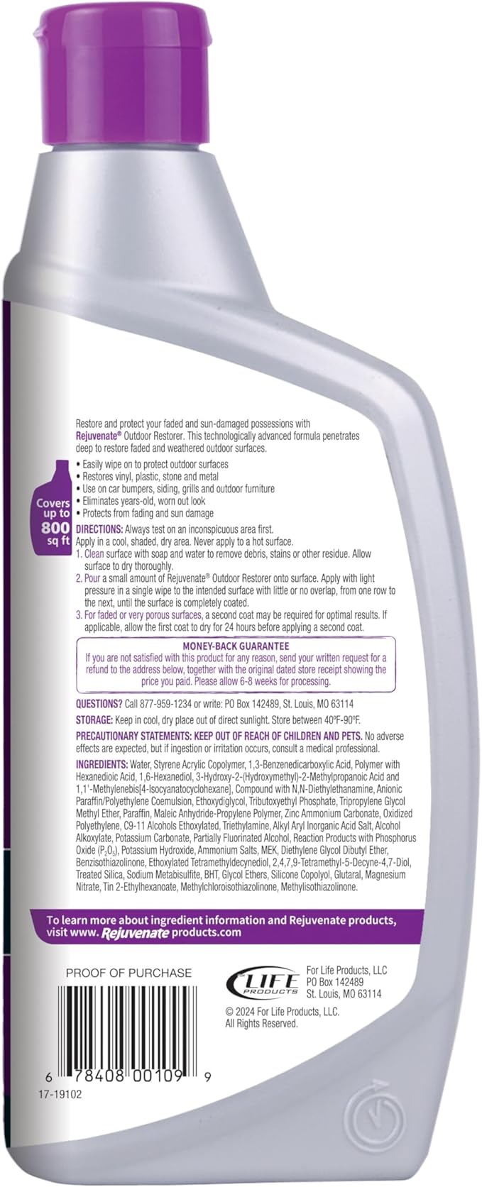 Rejuvenate Outdoor Restorer, 16 Ounces, Restores Faded and Weathered Outdoor Surfaces Such As Patio Furniture, Shutters, Siding And Grills