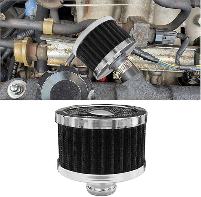 23mm Car Air Filter, 0.9'' High Flow Vent Valve Cover, Breather Filter, Universal Cold Air Intake Filter Breather, Car Accessories Fits Car Motorcycle (Black)