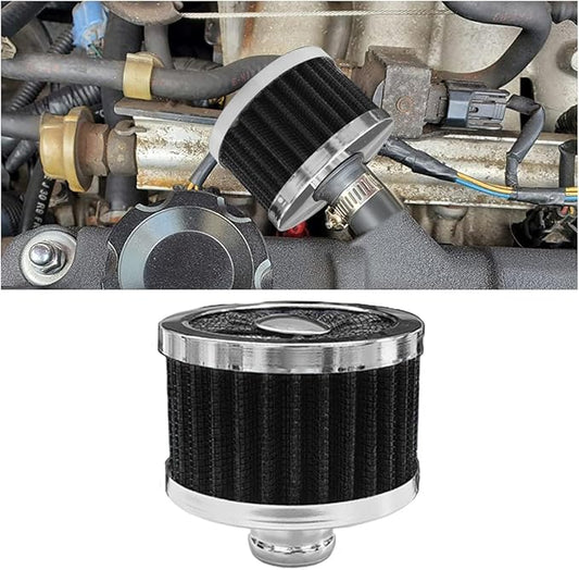 23mm Car Air Filter, 0.9'' High Flow Vent Valve Cover, Breather Filter, Universal Cold Air Intake Filter Breather, Car Accessories Fits Car Motorcycle (Black)