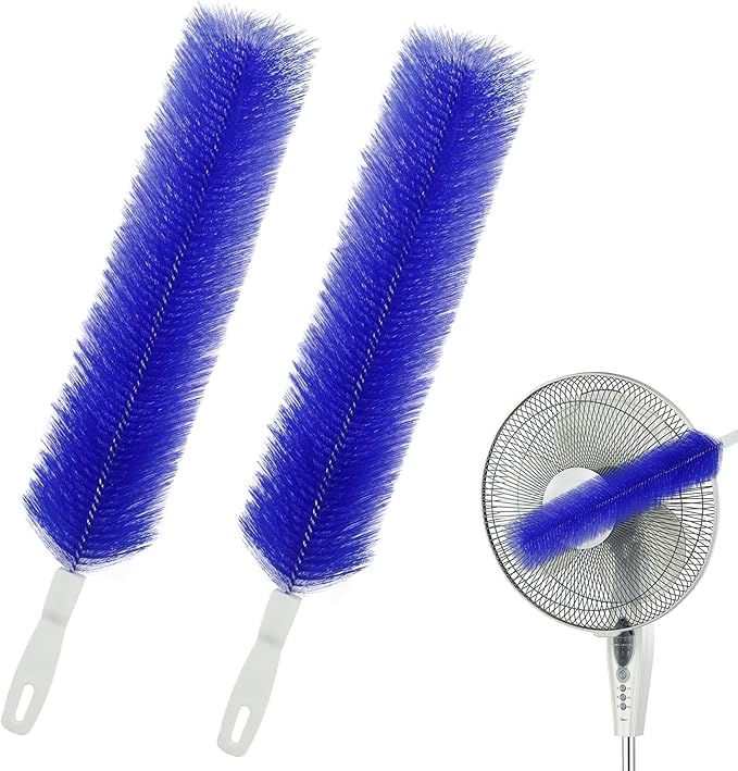 Fan Cleaning Brush, Bendable Fans Duster Fan Cleaner for Your Electric Fans Reusable Dust Cleaner Microfiber Head Dusting Brush for Air Conditioning, Home Car Vents, Curtain, Shutters 2 Pcs Blue
