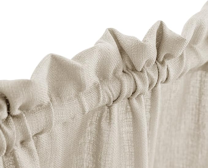 jinchan French Door Curtain Panels - Beige 72 Inch Privacy Light Reducing Textured Door Shade - Casual Weave Rod Pocket - 1 Piece