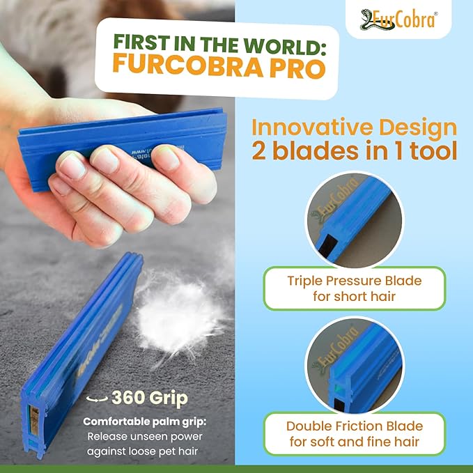 Pro Pet Hair Remover for Car Detailing, Carpet & Couch – Multi-Blade Dog & Cat Hair Scraper for Auto Interior, Upholstery, Furniture & Home – Reusable Embedded Fur Removal Tool