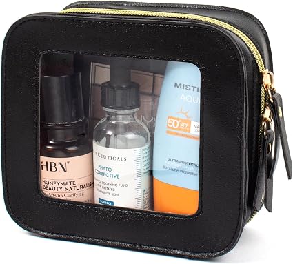 LETGO Clear Makeup Bag Travel Cosmetic Case Transparent Toiletry Bag with Zipper,Portable Make Up Organizer Traveling Co