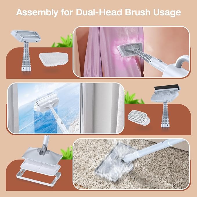 Steam Mop with Detachable Handheld Steam Cleaner, 10-in-1 Multi Accessories, Quick 10s Heat, 350ml and 2-Level Steamer for Cleaning Floor, Carpet, BBQ Grill, Tile, and Grout, Light White