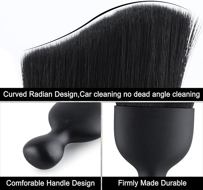 GaRhomxy Car Detailing Brushes, Car Interior Dust Sweeping Soft Brush, Soft Bristles Brush Cleaning Tool for Automotive Dashboard, Air Conditioner Vents, Computer, Scratch Free(Black)