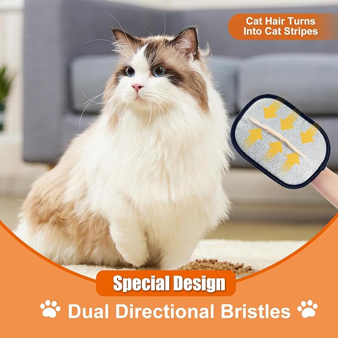 Electrostatic Gloves for Pet Hair Removal: Upgraded 2PCS Animal Fur Removal Tool for Dogs&Cats Efficient Reusable Pet Hair Remover for Couch Carpet Car Seat Clothing Quick Clean (1 pcs-Black)