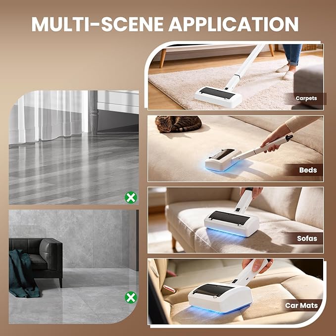 Carpet Rake Electric Rechargeable for Pet Hair Removal 5X Efficient and Quiet Cat Dog Hair Remover for Carpet, Rugs, Mats