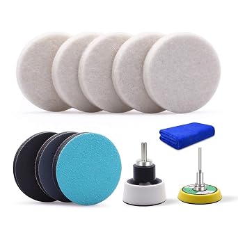 2Inch Car Felt Polishing Buffing Pad, 8pcs Polishing Sanding Discs, Felt Polishing Wheel with Towel, 3mm Shank Backing P