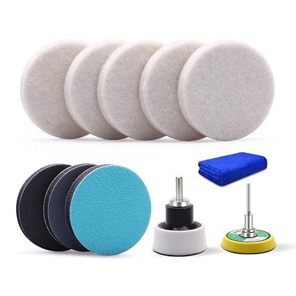 2Inch Car Felt Polishing Buffing Pad, 8pcs Polishing Sanding Discs, Felt Polishing Wheel with Towel, 3mm Shank Backing P